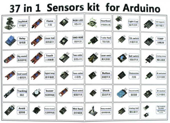 Starter Kit đối với Arduino DIY học tập 37 Mô-đun Cảm Biến trong một hộp 5 V tiếp sức thụ động buzzer